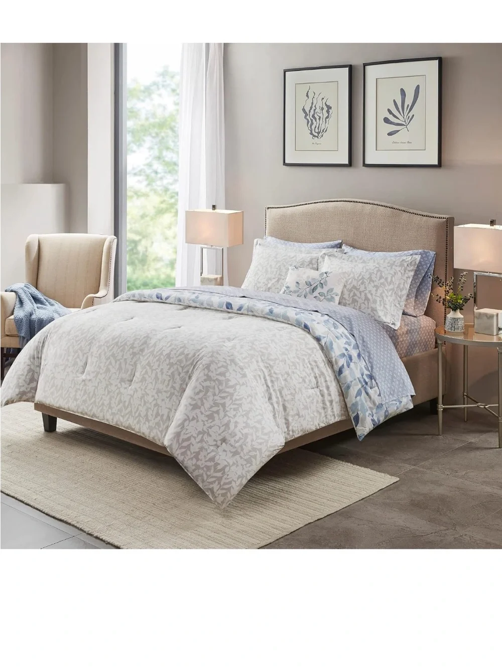Madison Park Essentials Cozy Bed in a Bag Reversible Comforter with Sheets Queen
